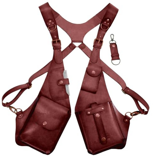 Anti-Diebstahl-Schultergurt für Männer – doppelte Schultertasche, Mittelalter-Cosplay, verstellbare Holstertasche für draußen, Unterarmgurt, Brieftaschentasche, Handyhalter und sichere Reisetasche für