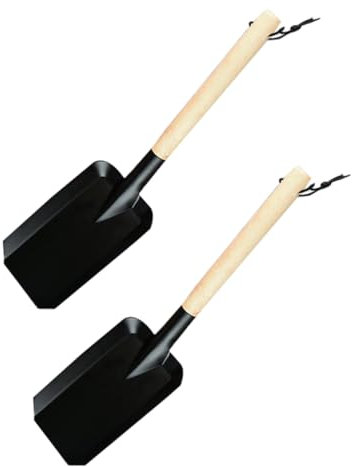 BESPORTBLE 2 Pz pala con manico in legno Prati strumento di diserbo bordo del bordo del giardino buco giardinaggio esterno pala di legno dell'azienda agricola pala portatile quercia Black