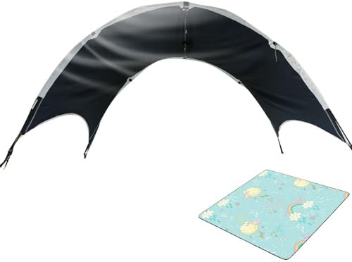 DAWCBVJQ 200x150 cm Zelt Für Oxford Stoff Strandzelt Baldachin Sonnenschutz Strandmuschel Pop Up Familienzelt Mit Picknickmatte Camping Im Freien Integriertes Zelt UPF 50+ wasserdichte