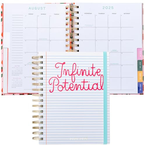 ban.do Agenda diaria y semanal mediana de 17 meses de agosto de 2025 a diciembre de 2026, diario de autocuidado de tapa dura, agenda en espiral con calendario mensual, calcomanías, páginas de arte y