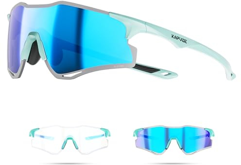 KAPVOE Laufbrille Selbsttönend Sportbrille 24g Ultraleicht Fahrradbrille Herren Damen Radfahren Wandern MTB Radbrille K425