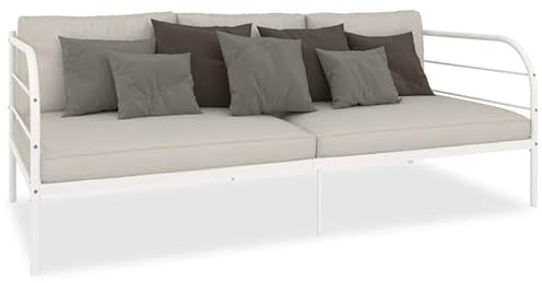 Eleganz Tagesbett Rahmen Weiß 90×200 cm Metall - Modernes Tagesbett für Gastzimmer & Kinderzimmer, Stabile & Langlebige Schlafmöbel, Platzsparend & Einfache Montage
