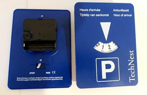 TechNest - Disco di parcheggio elettronico automatico europeo con indicatore orario 24 ore per accessori auto, colore: Blu