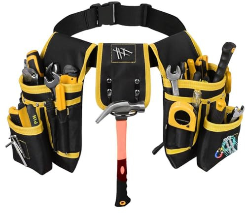 Cintura Porta Attrezzi con 26 Tasche, Porta Attrezzi da Cintura, Borsa Magnetica per Attrezzi da Uomo, Staccabile e Regolabile per Elettricisti, Falegnami, Lavoratori Edili