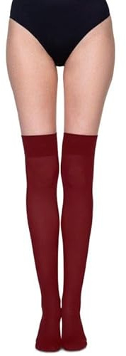 Annes styling Calze sopra il ginocchio da donna, altezza al ginocchio, classiche, 60 denari, autoreggenti, Bordeaux