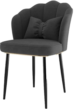 Armlös badkarsstol och sminkstol för vardagsrum, böjd hög rygg vadderad sits för sovrumsmakeup och läsning, snygg svart design med robusta pallben