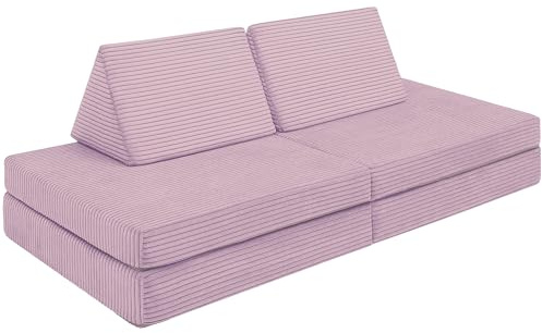 CozyKing Kindersofa in Cord Pink/Rosa – Weiches Spielsofa für Kinder mit abnehmbarem & waschbarem Bezug – Vollschaumkern, Oeko-Tex 100 Zertifiziert – Made in EU, ideal fürs Kinderzimmer
