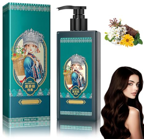 Tinta Vegetale Per Capelli Grigi, Tinta Vegetale Nutriente, Shampoo Colorante A Lunga Durata E Naturale Per Coprire I Capelli Grigi (Castano scuro)