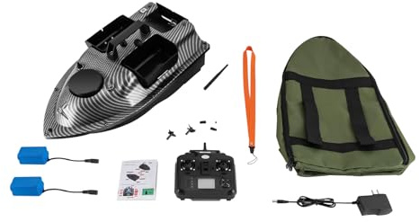 JDINAAS 4.4 lbs Capacity Bait Boat, RC Fishing Boat with 600M/1968Ft Remote Control and 2 * 5200mAh Rechargeable Battery, Sailing Speed 5.91Ft/S for Long-Range Bait Deployment (Gray)