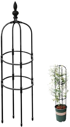 Enrejado de obelisco para jardín obelisco de 47 Pulgadas para Plantas trepadoras Resistente a la oxidación fácil de Instalar Soporte para Plantas trepadoras Enrejado para en macetas.