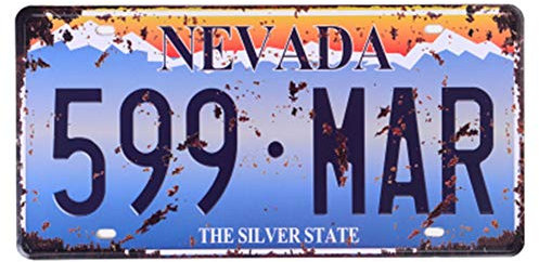 Shinewe Placa de matrícula de coche para casa/cafetería/bar/restaurante/exposición, decoración de pared vintage 15 x 30 cm (NEVADA 599 MAR)
