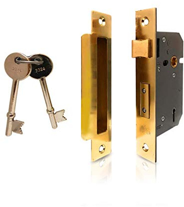 XFORT® 76mm 5 Lever Sash Lock Polished Brass, Door Lock, High Security Mortice Lock with Fully Enclosed Keep, Rotating Latch, Suitable for Internal and External Doors
