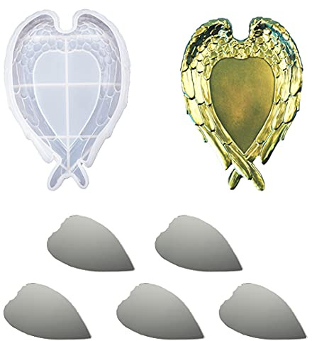 Zayookey Resin Mirror Mold Ala Muffa dello Specchio Stampi in Silicone a Specchio Vassoio Stampi in Resina Epossidica con 5 Specchi per Casting Artigianato Decorazioni Casa (Trasparente)