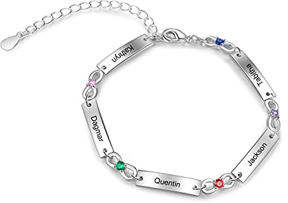Lam Hub Fong Personalisierte Damen Unendlichkeit Armband mit Gravur 1-6 Name Verstellbare Mutter Tochter Armbänder Geschenk für Muttertag Geburtstag Weihnachten