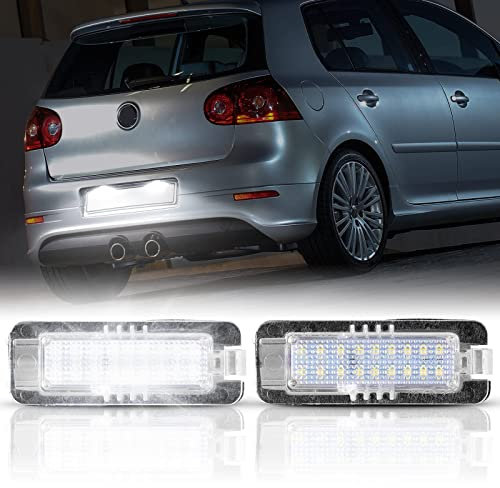 POPMOTORZ LED Kennzeichenbeleuchtung Nummernschildbeleuchtung für VW Golf 4 5 6 7 Lupo Scirocco Phaeton Polo 9N 6R Passat 3c B6 CC Glühbirnen Lampe mit Canbus Fehlerfreier 18 2835 SMD, 2 Stücke