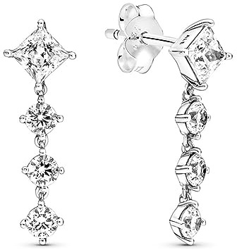 PANDORA Ohrringe Timeless funkelnd rund & eckig silber, Zirkonia 290045C01