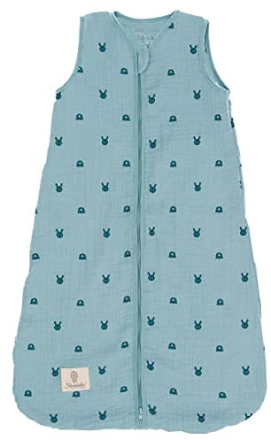 Sterntaler Baby Unisex Schlafsack Baby Musselin Schlafsack Stay True to Nature - Babyschlafsack, Pucksack Baby, waschbar - Bio - blau meliert, 90cm