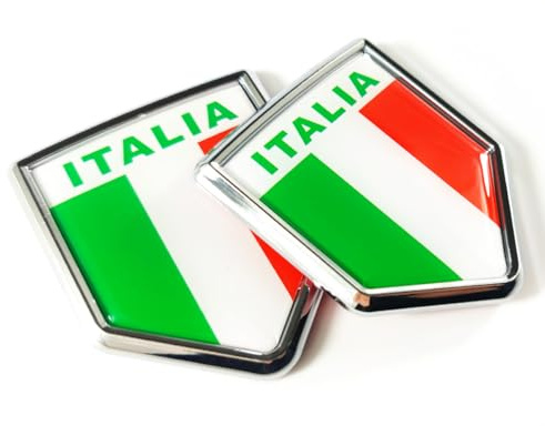 Newperlite Adesivo con bandiera italiana, emblema bandiera italiana, accessori per decorazione auto, scudo cromato per camion, veicoli, auto, confezione da 2