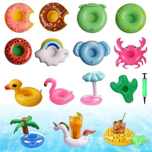 mizikuu 15 Piezas Soporte Inflable para Bebidas, Portavasos Junto a la Piscina Piscina Desmontable de Portavasos Accesorios de Piscina para Fiestas de Verano En La Piscina Playa