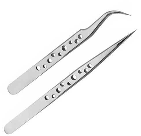 VYIBPDY 4 Stück Sanhooii Pinzetten Set 4 teilig Anti-Statik-Edelstahl Edelstahl Präzise ESD Pinzette 2 gerade 2 gebogen für Reparatur Werkzeug für Elektronik,Grip Silber，Schmuckherstellung, Industrie