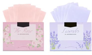 Benixmidart Oil Blotting Sheets, Unisex Oil Control Film Easy Dispensing Oil Absorbing Sheets Natural Face Blotting Sheets for Oily Skin (Rose+Lavender, 200 Sheets)