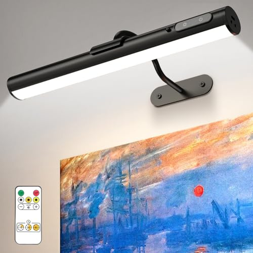bravzurg 4000mAh Applique Murale LED Sans Fil, Lampe Murale Sans Filà Télécommande, Lampe Miroir Rechargeable USB, lumiere eclairage pour tableau, Salle de Bain, Miroir, Vitrines, Intérieure, Chambre