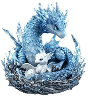 YORISMAL Figurine décorative en acrylique 2D Dragon bleu et blanc bohème pour la décoration de bureau et de la maison