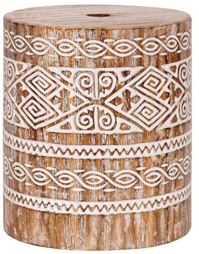 vidaXL Pied de Parasol 23 kg Blanc lavé Bois Massif Cylindrique