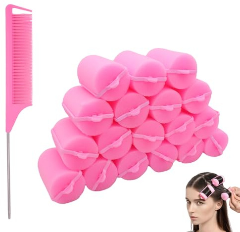 Ensemble De 18 Rouleaux En Mousse De 4 Cm, Boucles Souples Pour Coiffures Flexibles – Comprend Un Peigne À Queue De Souris En Acier Inoxydable – Pour Créer Boucles, Volume Et Styles Variés
