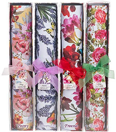 6 große Blätter, duftendes Schrankpapier mit Blumenmuster - 420 x 585 mm - sanft, mit Duft, Geschenkbox lavendel