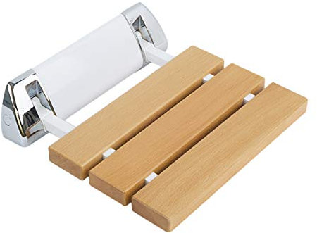 TentHome Duschklappsitz Duschsitz Dusche Klappsitz Klappbar Wandmontage Bad Holz (Hell)