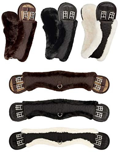 Equinate Mondgurt anatomisch mit synthetischem Lammfell Kurzgurt Sattelgurt Dressurgurt Länge: 50 60 70 80 cm braun schwarz Natur