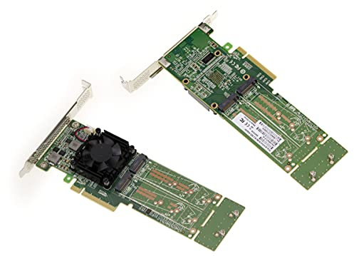 KALEA-INFORMATIQUE M2 PCIe 3.0 x8 Controller-Karte für 4 M.2 NVMe M Key SSDs. Chipsatz PLX PEX 8747.