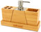 Edihome, Accesorios Baño Madera, Set Conjunto Bambú, Complementos Aseo, 4 Piezas, 1x Porta Cepillo, 1x Dispensador de Jabón, 1x Vaso, 1x Bandeja