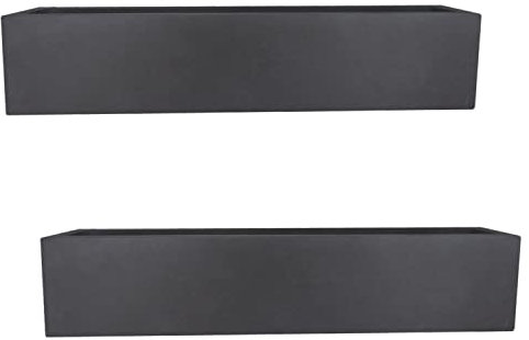 IDEALIST Set of 2 x 80cm Planter Window Box | Dark Grey Reinforced Stone Windowsill Planter | Garden Planters with Drainage Holes L80 W17 H17 cm, 24 litres