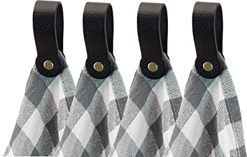 Brute Strength – Magnetischer Handtuchhalter aus Leder – Schwarz – 4 Stück | Magnetischer Geschirrtuch- und Handtuchhalter aus Leder; Neodym-Magnethaken auch für Schlüssel, Gürtel und Taschen