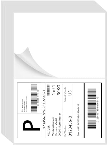 InpourPack 1000 Half Sheet Self Adhesive Shipping Labels, 8.5 x 5.5 Address Labels Laser/Ink Jet White Blank Shipping Stickers(500 Sheets)