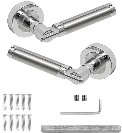 Decoranddecor Duo Colour Internal Round Door Handles – Aluminium Silver for Bedrooms, Bathrooms, and Internal Doors Enigma Range Stylish Design