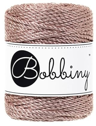 Bobbiny Makramee-Seil, Filzschnur, 3 mm, 3-lagig, metallisch, Rotgold, 50 m