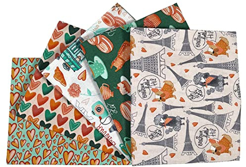 The Craft Cotton Co Evening in Paris Fat Quarters tygpaket med 5 (45 x 56 cm) 100 % bomull hantverk tygmaterial för quiltning, lapptäcke, sömnad (3281-00)