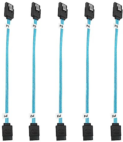 ADCAUDX 5Pack SATA III Cable:8 inch Short-SATA Cable Thin 0.2M, Straight Flexible 6Gb Data with Locking Latch for Hard Drive,SDD, HDD (0.6FT)