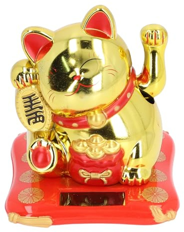 Glückskatzen Wellenarm, Solarbetriebene Winkekatze Fürs Auto, Chinesische Katzenverzierung, Solar Glückskatzenstatue, Dekorationen für Schreibtisch, Geschäftseröffnungen, Geschäft