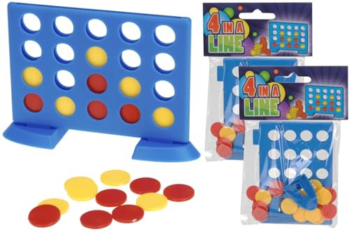 Koopman International B.V. Spiel Vier Farben Gewinnt Familienspiel 2 STK. Mini 7x10 cm Reisespiel Mitgebsel S320