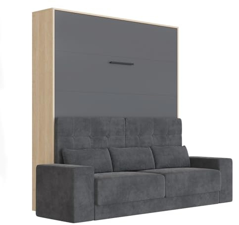 SMARTBett Schrankbett M1 180x200 Vertikal Kaiserberg Eiche/Anthrazit inkl.Anthrazit Sofa