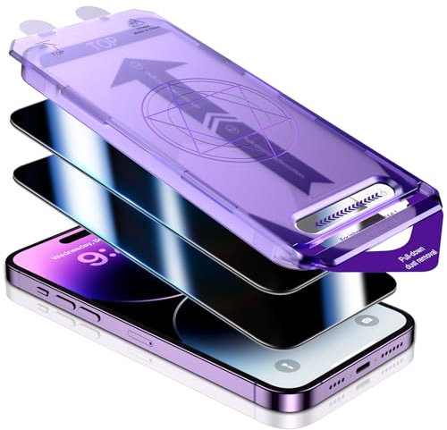 UniqueMe für iPhone 16e/14/13 Pro/13 für Panzerglas Sichtschutz - Automatische Staubentfernung,Bruchsicher Militärniveau, Anti-Kratzer, Bläschenfrei, Anti Spy Folie, 2 Stück