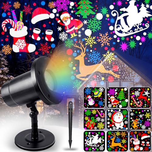 Purpledi LED Projektor Weihnachten Aussen, Projektor Weihnachten Aussen 16 Muster, Weihnachtsbeleuchtung Lichter für Party, Weihnachten, Garten, IP65 Wasserdichte