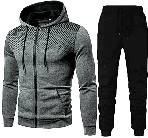 Tuta Sportiva Tuta Completa Uomo 2 Pezzi Giacca Felpa Con Cappuccio A Maniche Lunghe E Pantaloni Da Jogging Suit Felpata Tuta Da Ginnastica Uomo Invernale