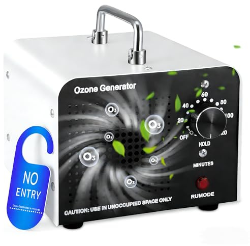 Vehoukli Ozongenerator 60000mg/h Ozonisator mit 120 Min Timer, Ozongerät O3 Luftreiniger für bis zu 300㎡ - Geruchskiller für Auto, Garage, Wohnung, Hotel, Küche, Haustiere, Rauch & Gerüche