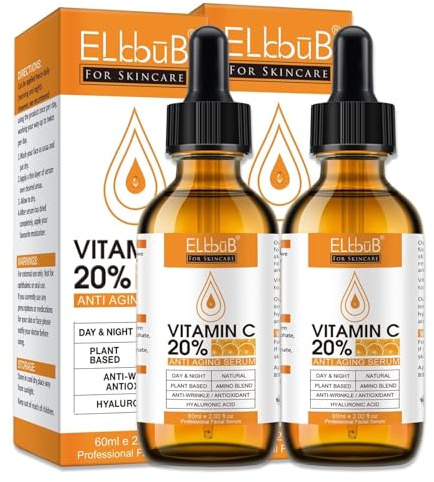 P-Beauty Gesichtsserum Vitamin C, E & Hyaluronsäure, 2x60ml Vegan - Anti Aging Serum für Faltenreduktion, Feuchtigkeit - Aufhellend, für strahlende Haut & gegen Pigmentflecken - Serum für Gesicht