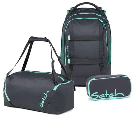 Satch Pack Schulrucksack Set 3tlg. inkl. Schlamperbox und Sporttasche (Mint Phantom)